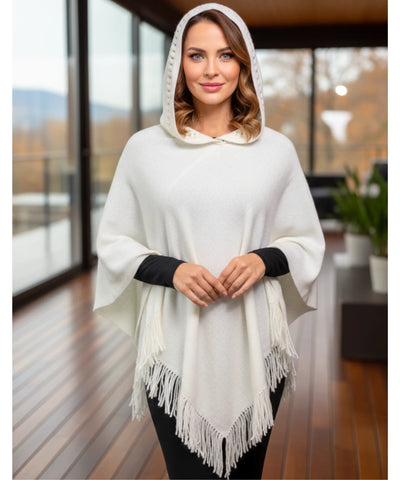 Poncho Feminino Tricot Com Capuz Elegante | Frankfurt