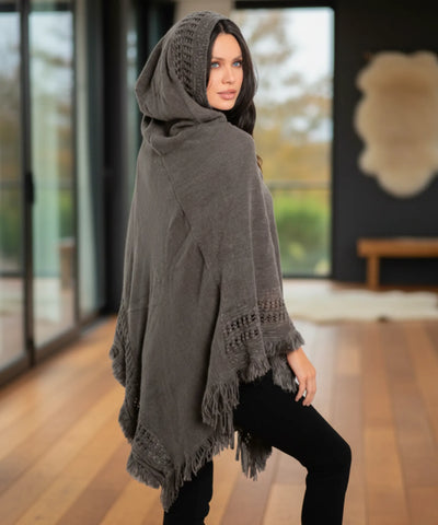 Poncho Feminino Tricot Com Capuz Elegante | Frankfurt