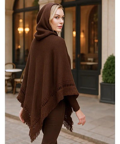 Poncho Feminino Tricot Com Capuz Elegante | Frankfurt