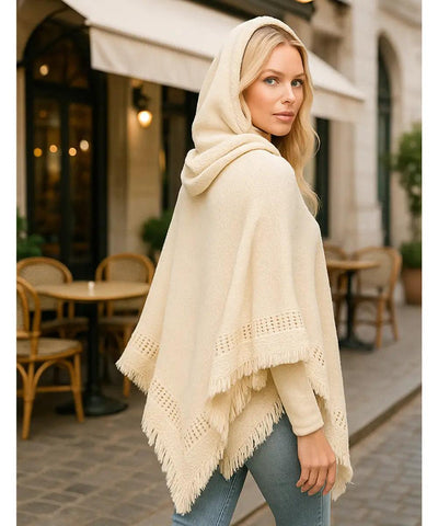 Poncho Feminino Tricot Com Capuz Elegante | Frankfurt