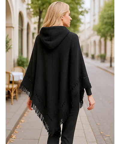 Poncho Feminino Tricot Com Capuz Elegante | Frankfurt