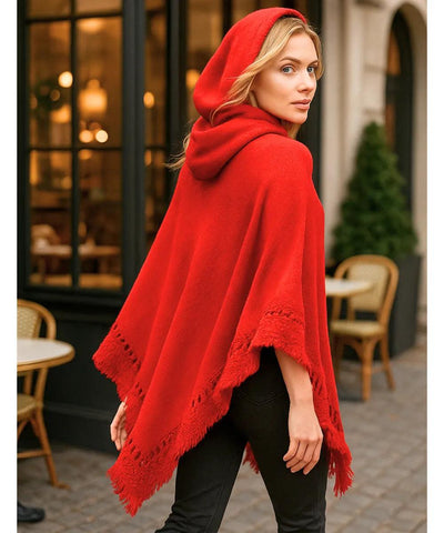 Poncho Feminino Tricot Com Capuz Elegante | Frankfurt