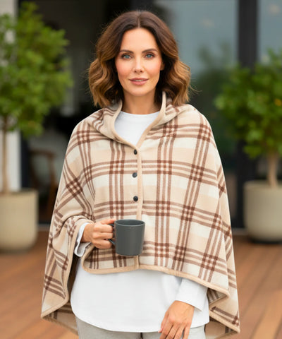 Comprar poncho feminino xadrez soft macio quentinho inverno sobreposição confortável barato ANELLIMN