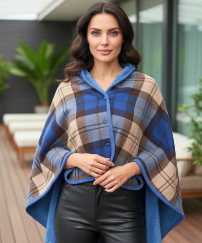 Comprar poncho feminino xadrez soft macio quentinho inverno sobreposição confortável barato ANELLIMN