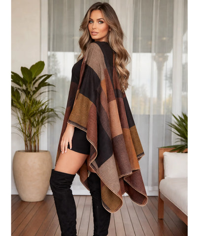 Comprar poncho feminino xale oversized estampa geométrica inverno promoção ANELLIMN