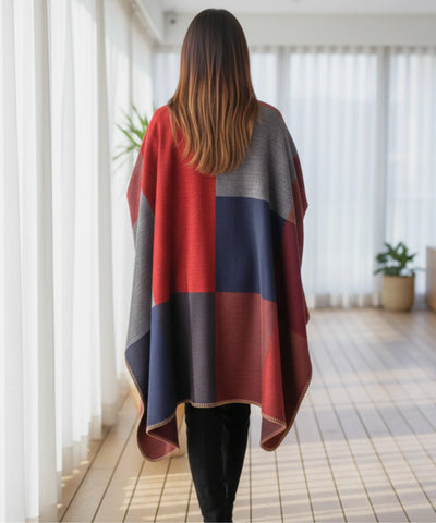 Comprar poncho feminino xale oversized estampa geométrica inverno promoção ANELLIMN