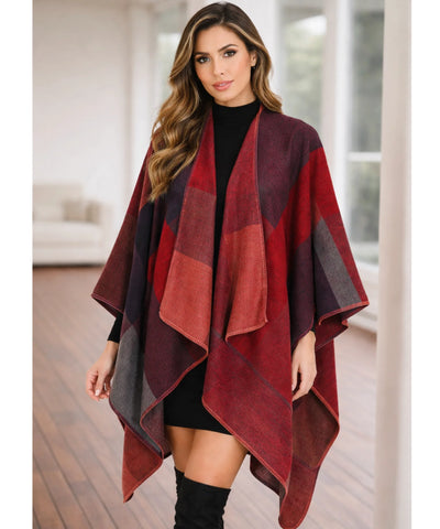 Comprar poncho feminino xale oversized estampa geométrica inverno promoção ANELLIMN