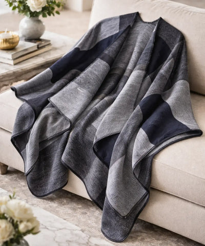 Poncho Feminino Xale Oversized Estampa Geométrica Inverno | Seli