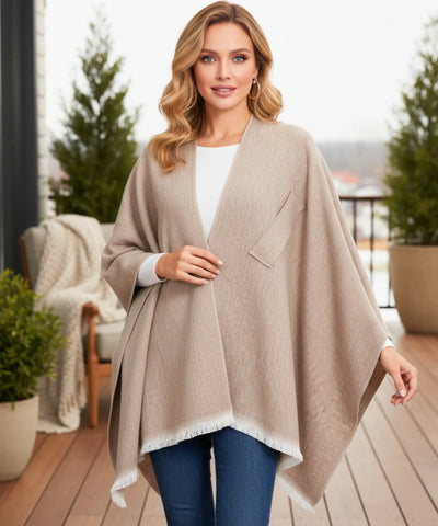 Poncho Feminino com Xale Inverno Versátil Elegante | Pinny