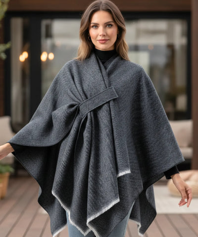 Poncho Feminino com Xale Inverno Versátil Elegante | Pinny