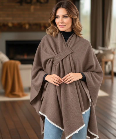Poncho Feminino com Xale Inverno Versátil Elegante | Pinny