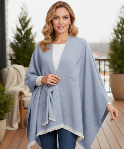 Poncho Feminino com Xale Inverno Versátil Elegante | Pinny