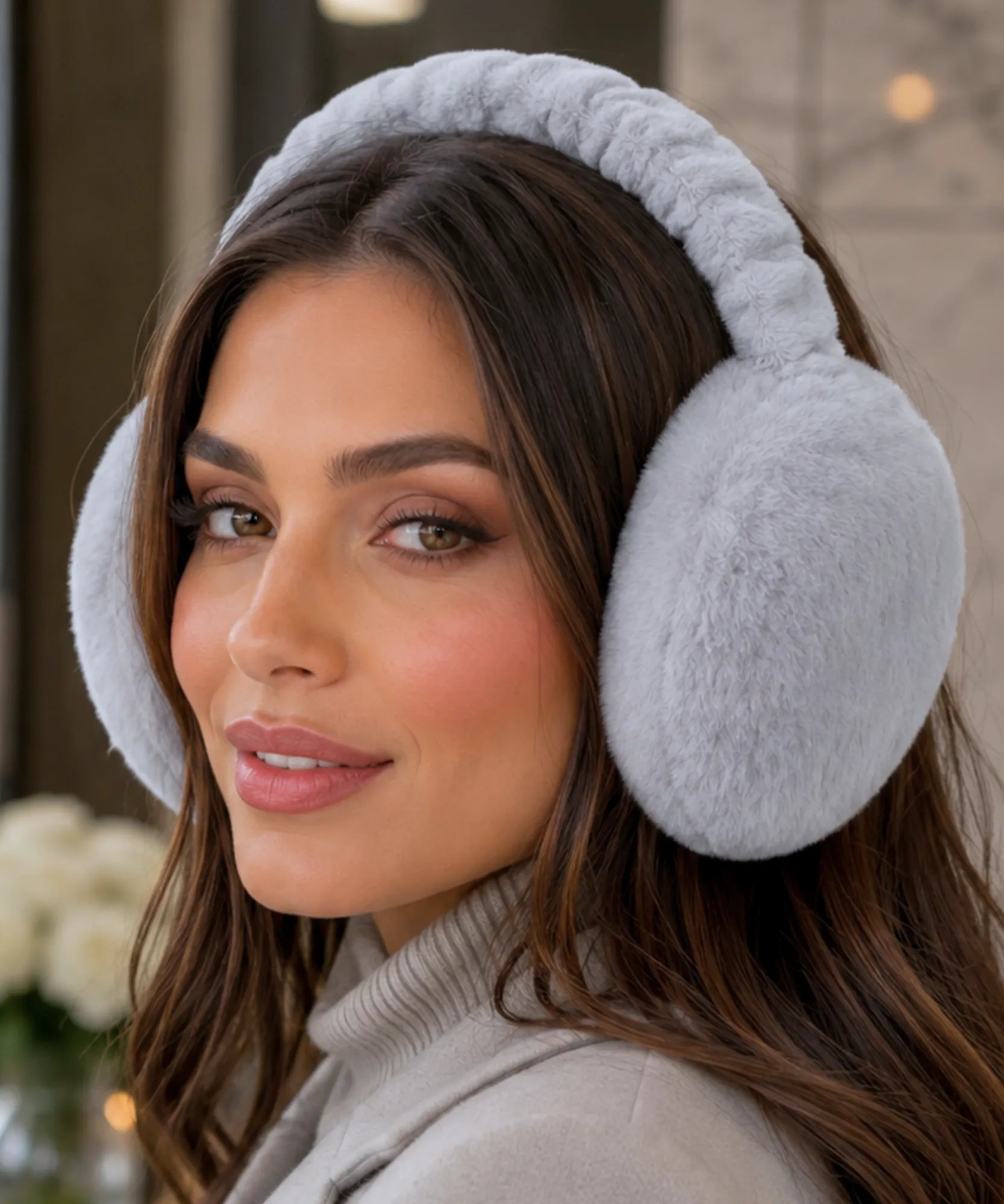 Comprar protetor de orelha frio pelúcia sintética felpuda macia dobrável várias cores inverno promoção ANELLIMN