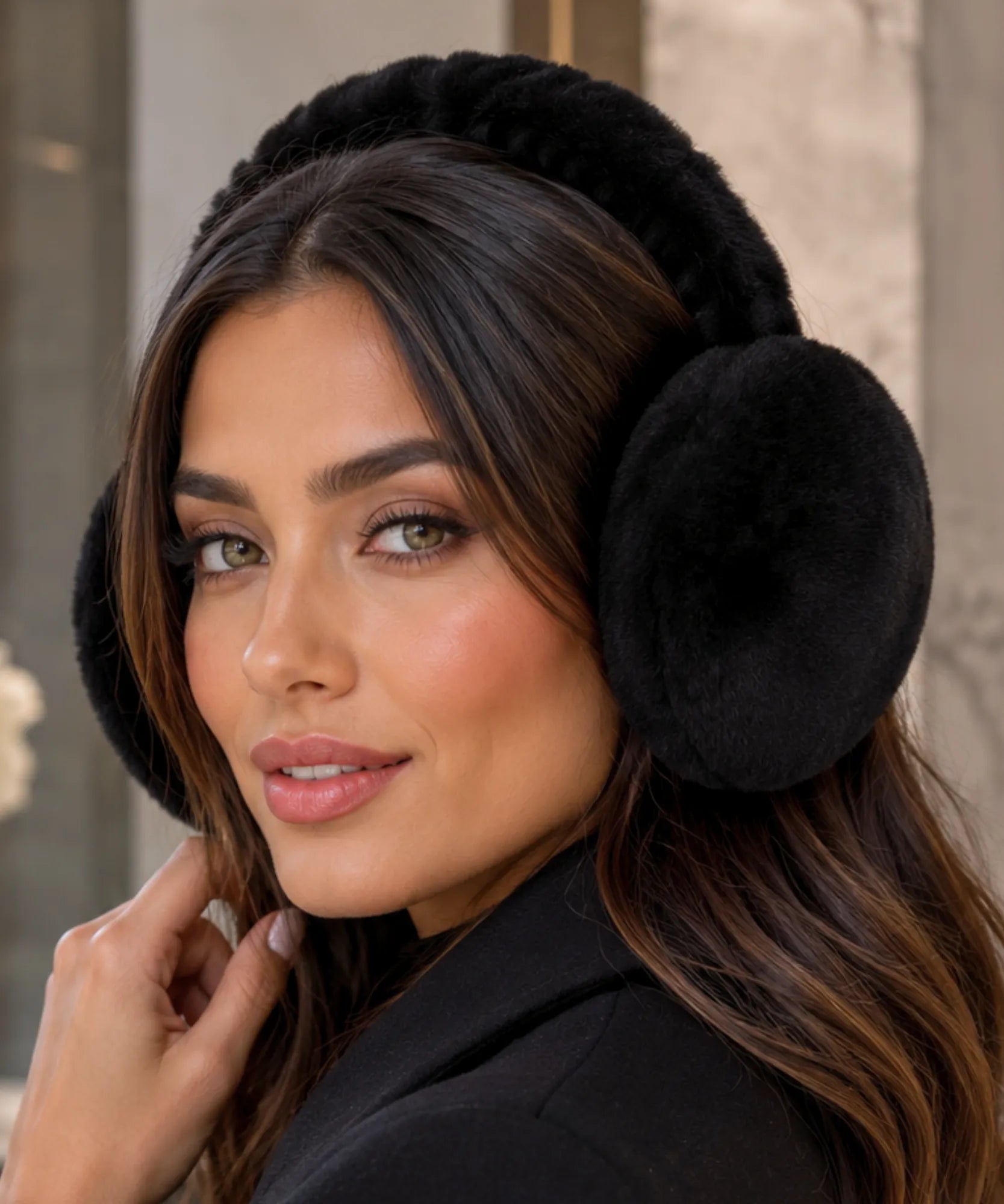 Comprar protetor de orelha frio pelúcia sintética felpuda macia dobrável várias cores inverno promoção ANELLIMN