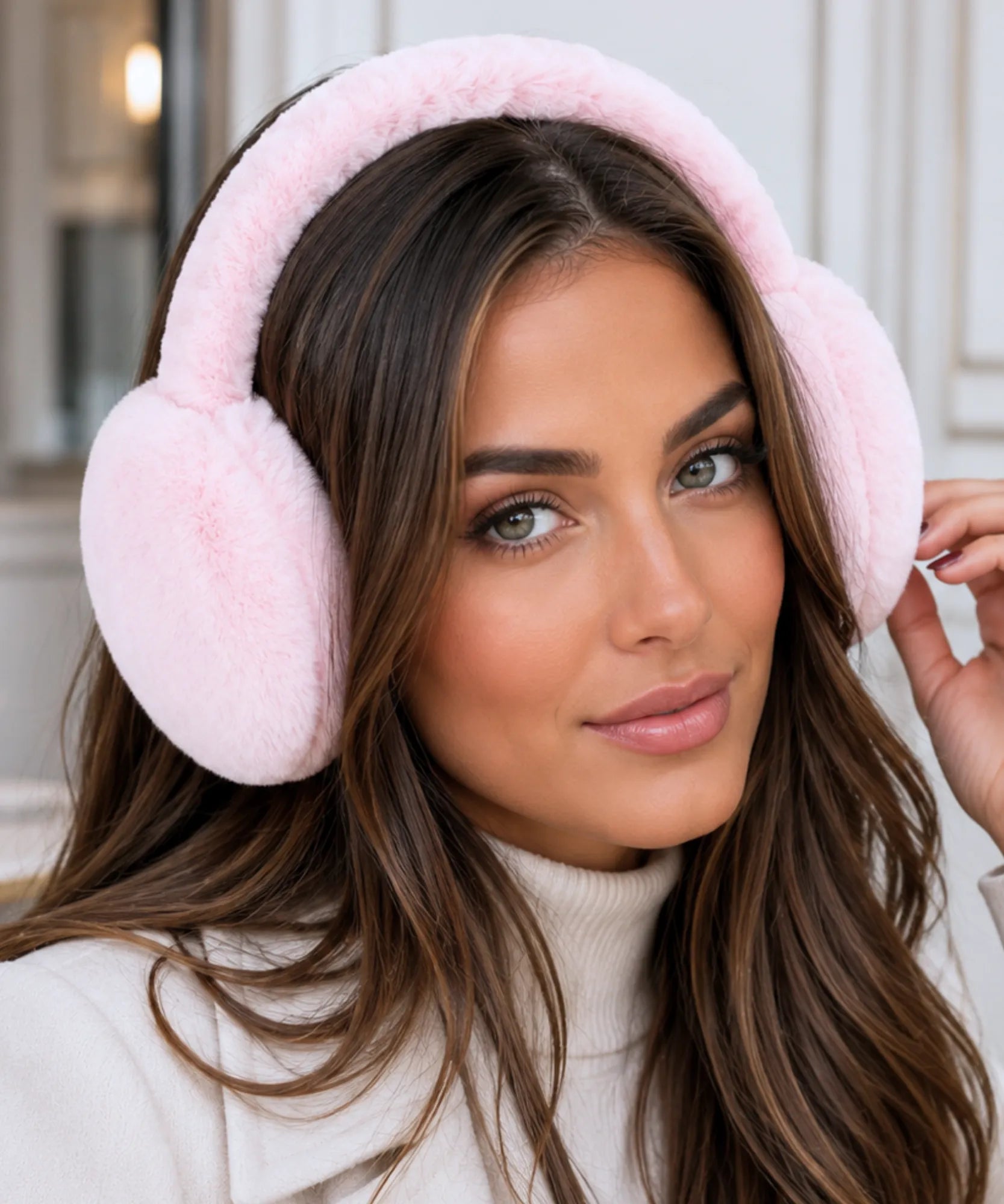 Comprar protetor de orelha frio pelúcia sintética felpuda macia dobrável várias cores inverno promoção ANELLIMN