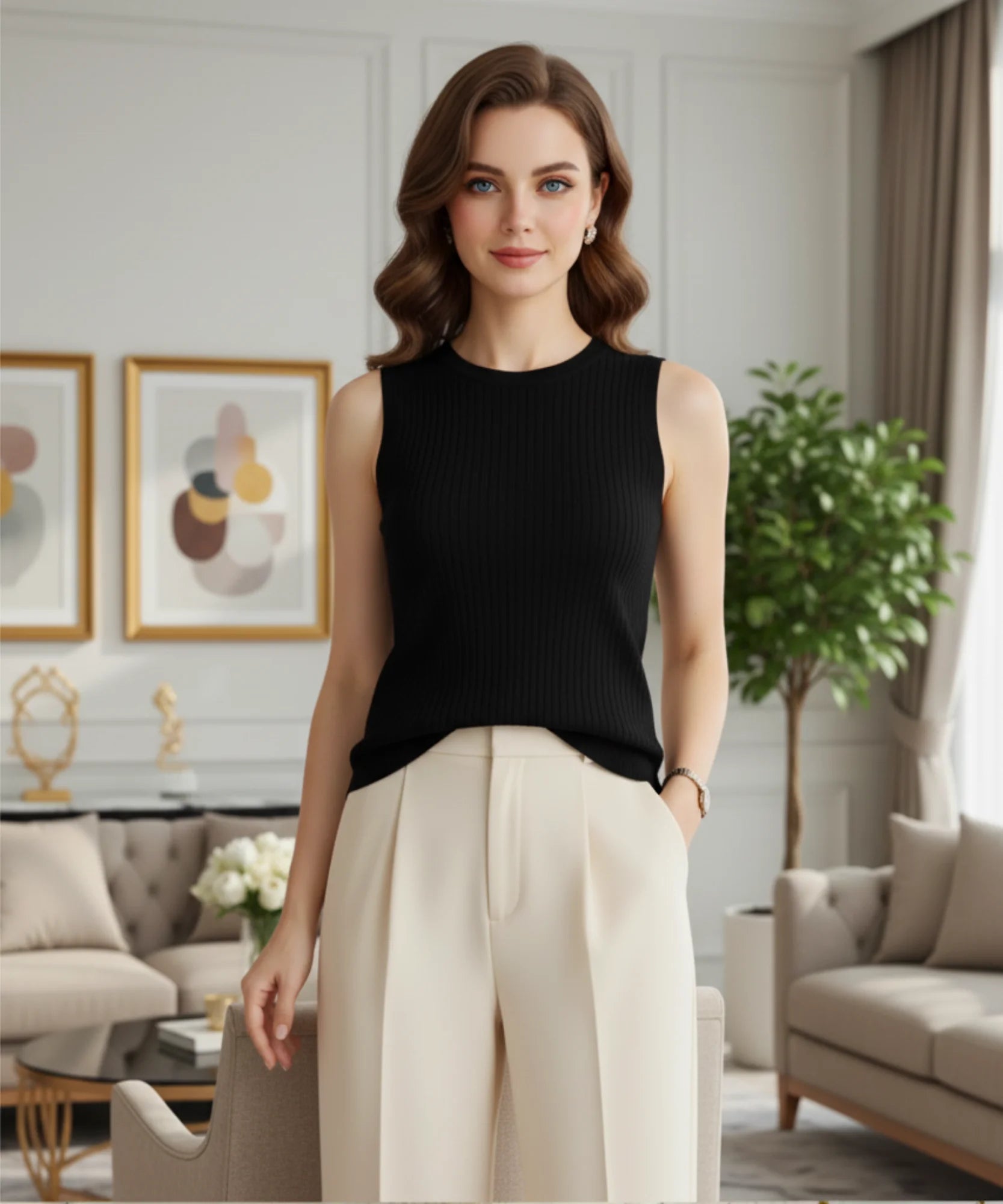 Comprar regata canelada feminina tricot básica confortável respirável trabalho academia casual barato promoção
