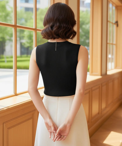 Regata Canelada Feminina Tricot Básica Casual | Ice