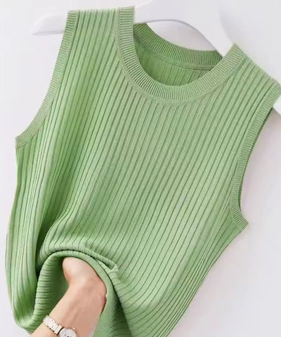 Comprar regata canelada feminina tricot básica verde em promoção Anellimn
