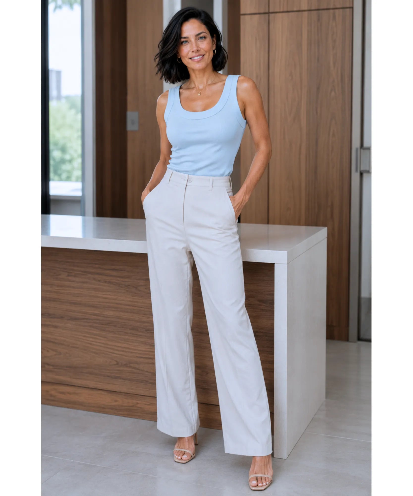 Comprar regata feminina canelada básica azul claro em promoção Anellimn
