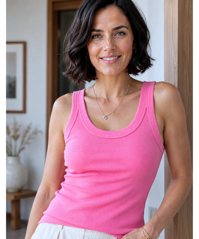 Comprar regata feminina canelada básica rosa em promoção Anellimn
