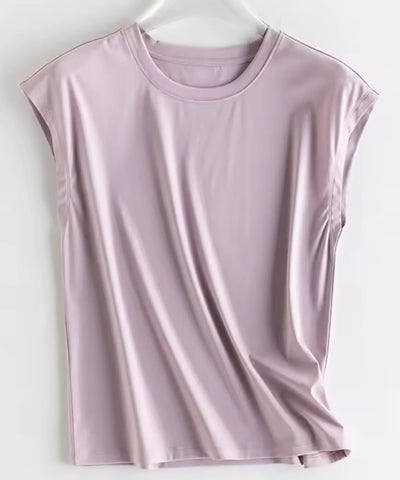 Comprar regata feminina slim algodão seda rosa em promoção Anellimn