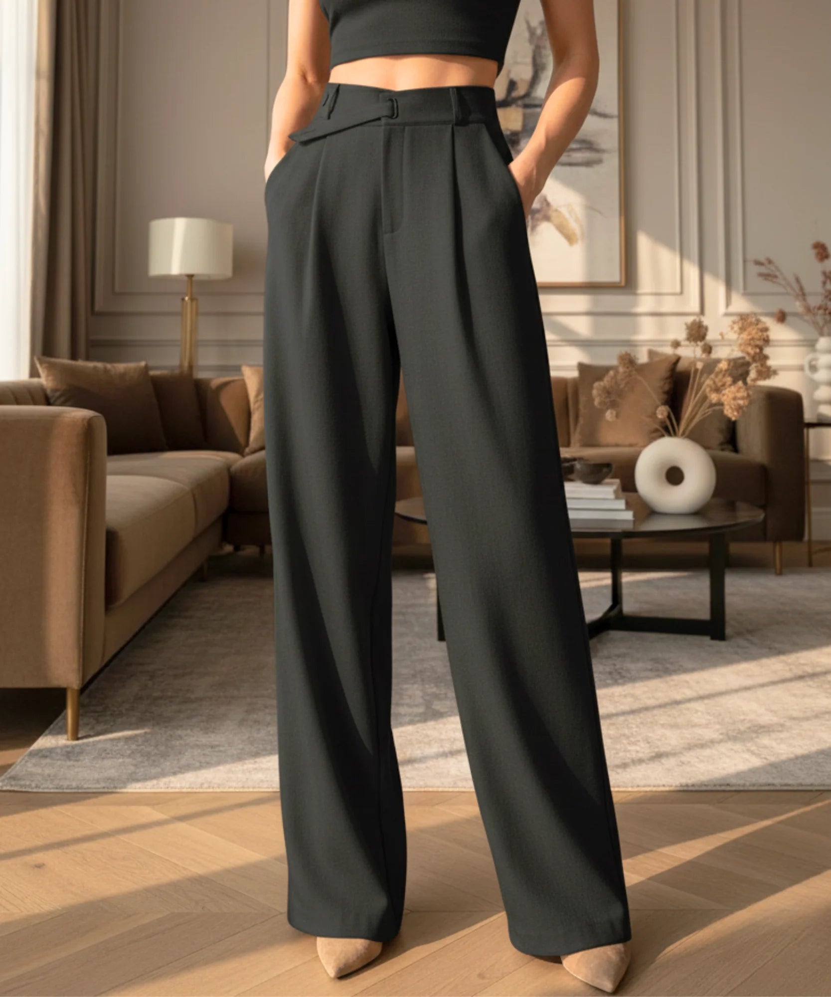 REVISAR: calça wide leg alfaiataria na cor verde militar, cor que não consta nas variantes vendidas deste produto