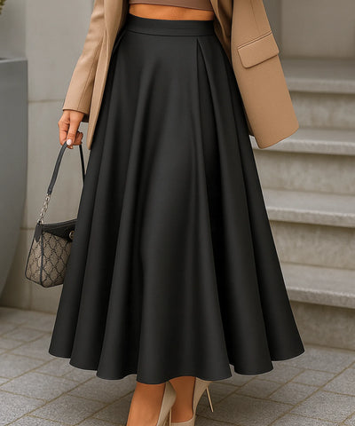Comprar saia longa cetim feminina preto cintura elástica fluida elegante casual barato em promoção ZARA
