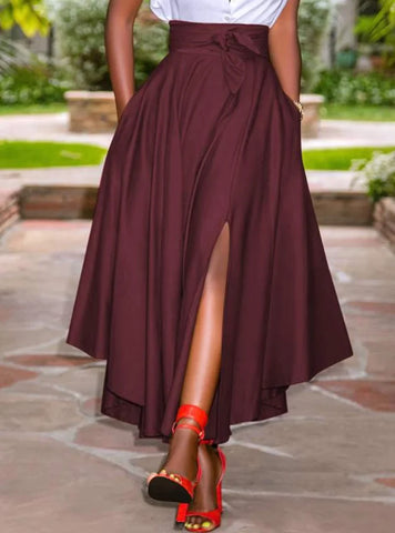 Saia Longa Feminina com Fenda Cintura Alta Elegante - Estilo casual e conforto em todas as estações. Adquira já