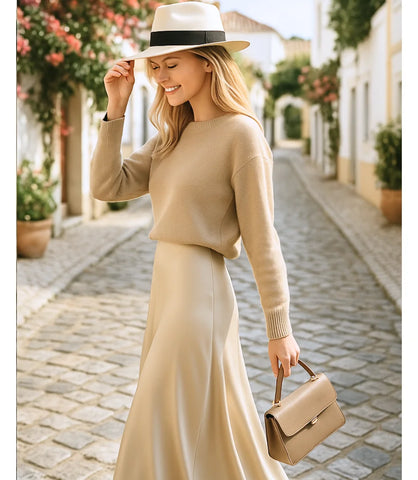 Saia Longa de Cetim Sereia Feminina Elegante | Anaya