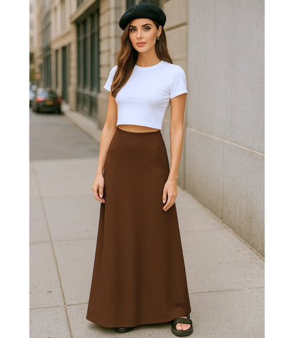 Comprar saia longa de cetim feminina marrom sereia elegante para eventos, looks casuais e sofisticados em promoção ZARA
