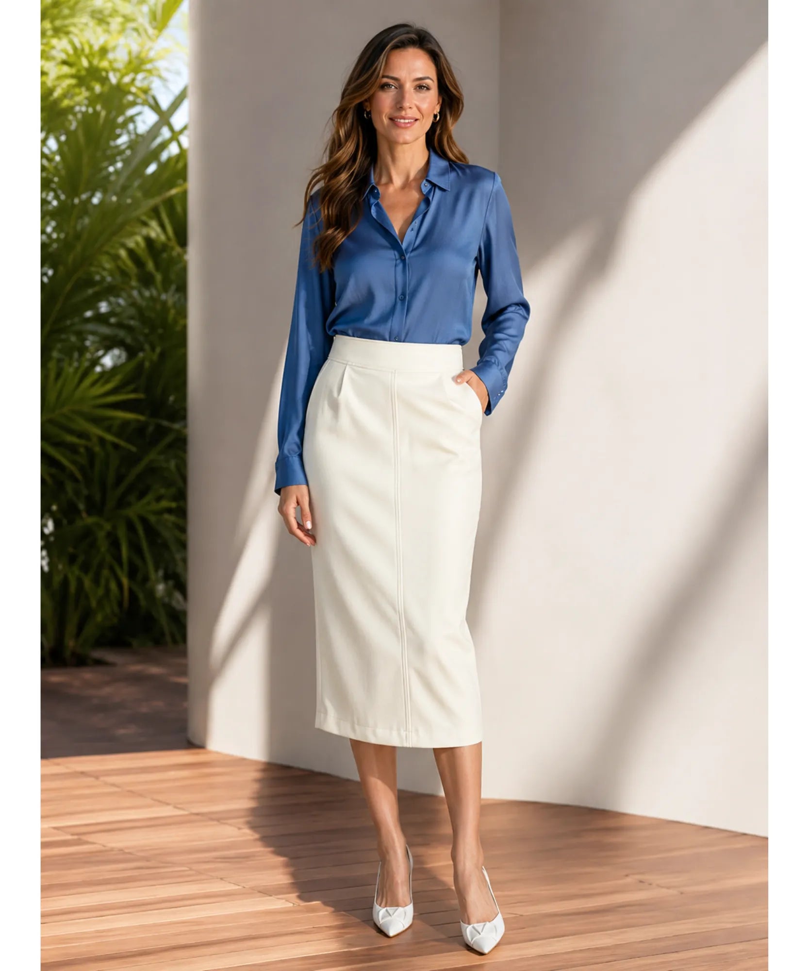 Comprar saia midi de couro transpassada cintura alta com fenda lateral feminina para escritório e eventos sociais promoção ZARA