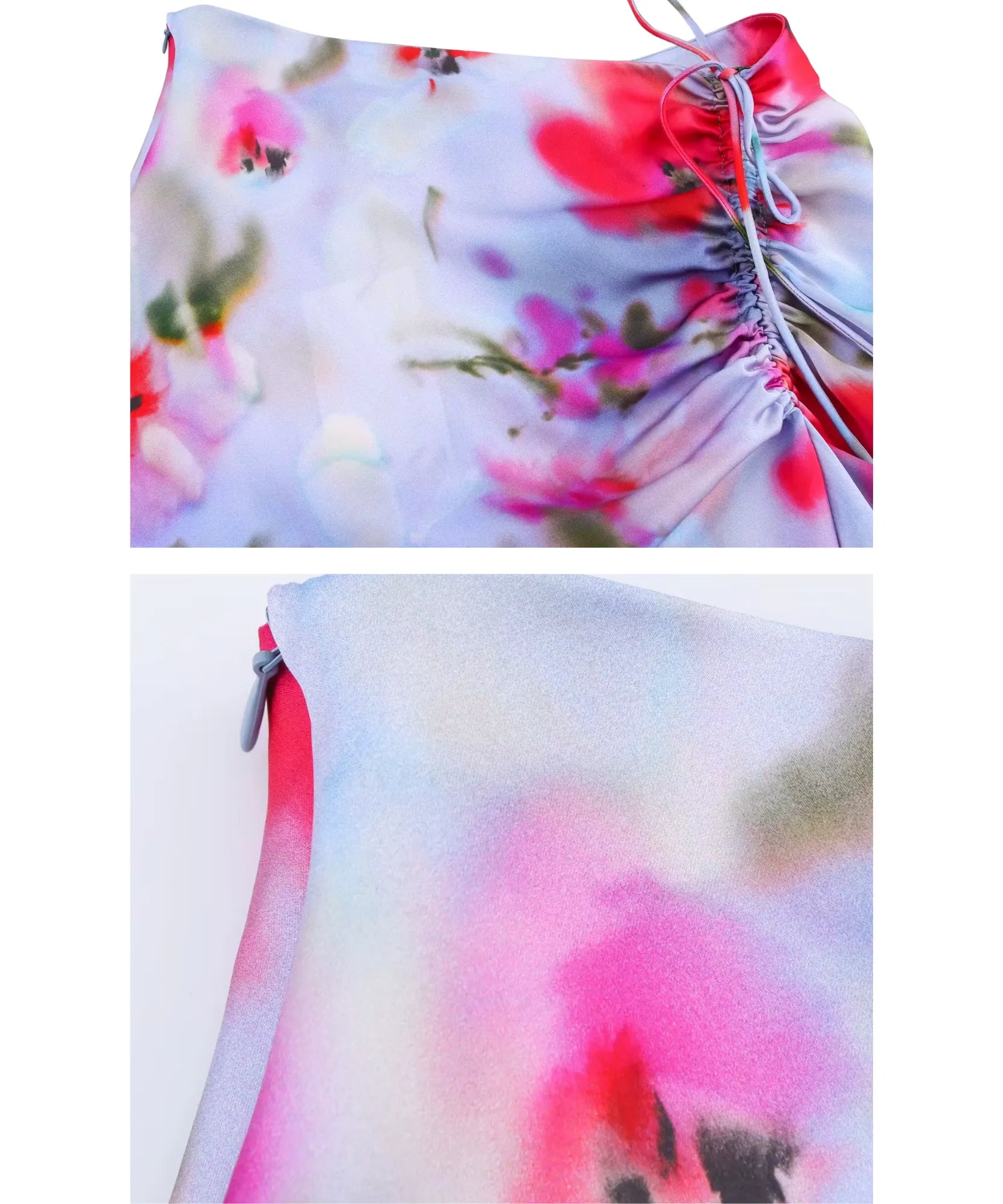 Comprar saia midi floral cetim transpassada amarração lateral lilás feminina elegante trabalho e encontros