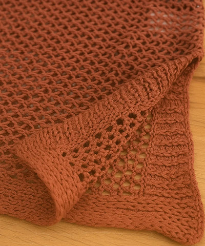 Saia Praia Crochê Curta com Amarração Lateral&nbsp; com fio de tricot premium, secagem rápida e caimento leve-ANELLIMN