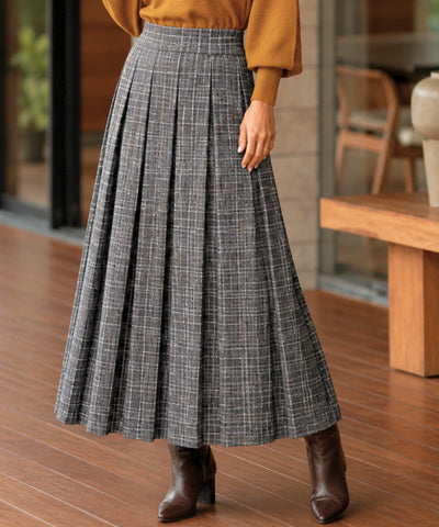 Comprar Saia Xadrez Midi Lã Premium Cintura Alta Feminina de outono e inverno barato promoção ZARA
