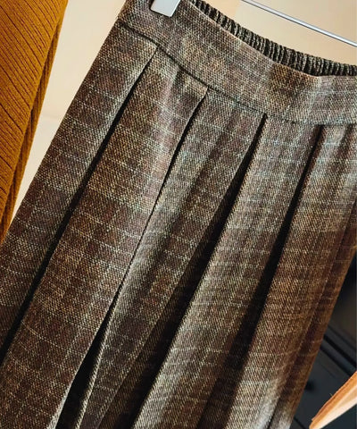 Comprar Saia Xadrez Midi Lã Premium Cintura Alta Feminina de outono e inverno barato promoção ZARA