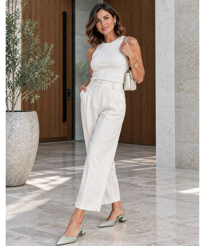 Comprar sandália bico fino salto baixo verde look casual em promoção Anellimn