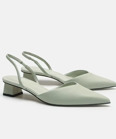 Comprar sandália bico fino salto baixo verde par slingback em promoção Anellimn