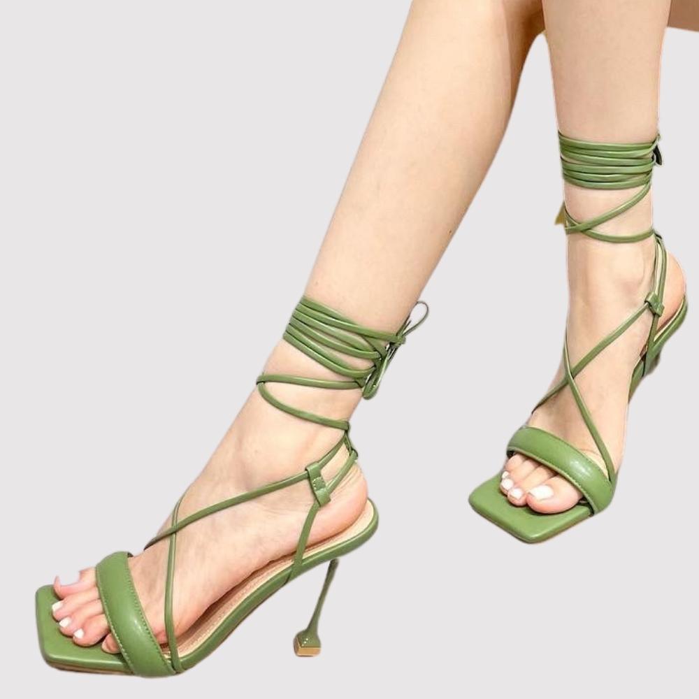 Anellimn comprar sandalia que amarra na perna barato preço da sandalia para usar com vestido longo.