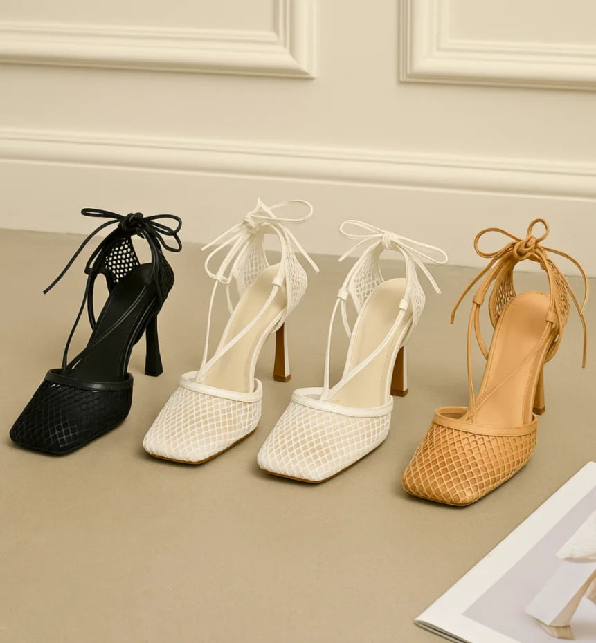  Comprar sandália feminina salto grosso amarração festa elegante barato promoção frete grátis ANELLIMN