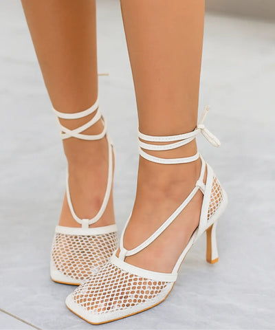  Comprar sandália feminina salto grosso amarração festa elegante barato promoção frete grátis ANELLIMN