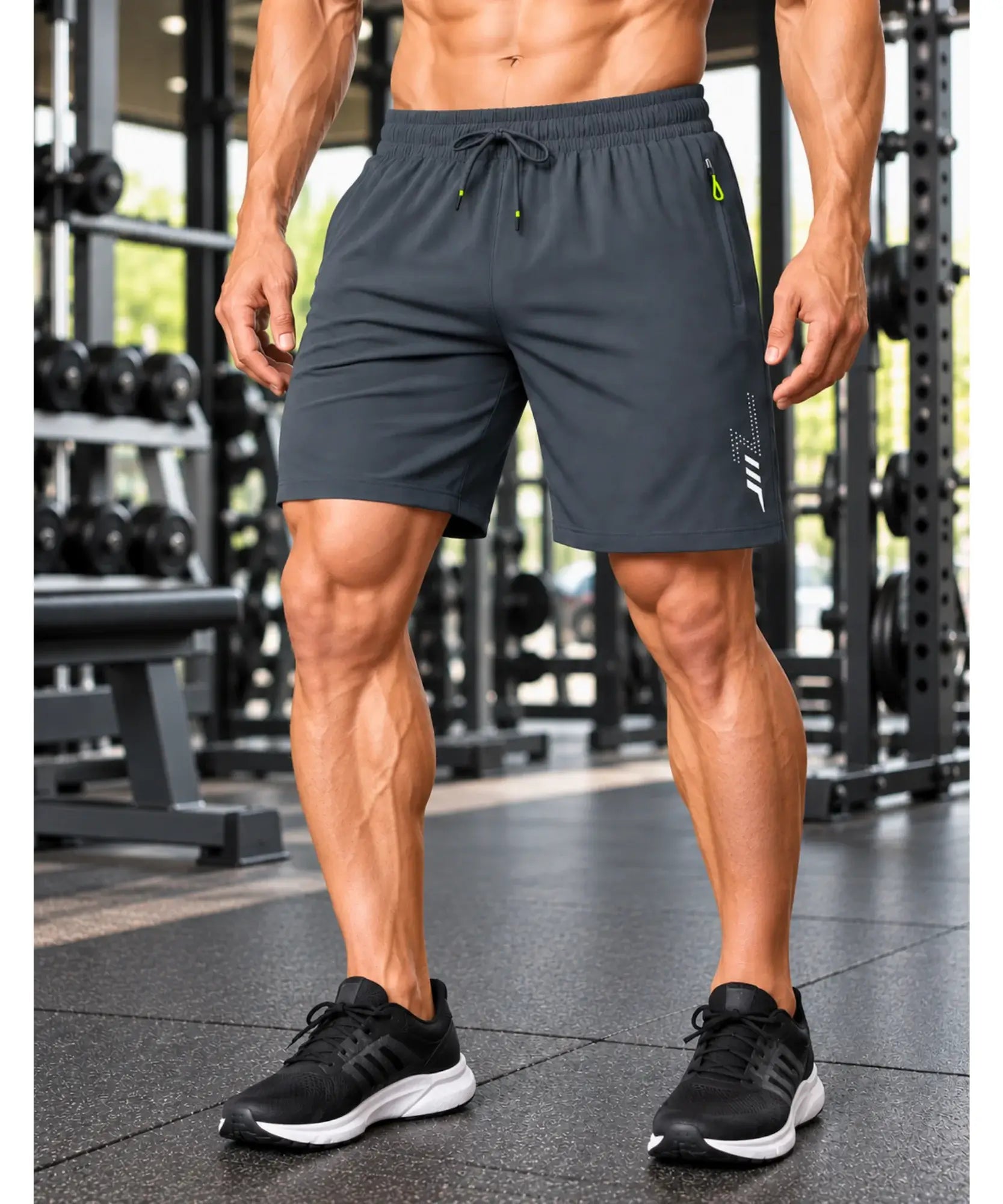 Comprar short academia masculino dry fit cinza corte reto em promoção Anellimn