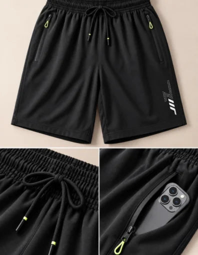 Comprar short academia masculino dry fit com bolso zíper preto em promoção Anellimn