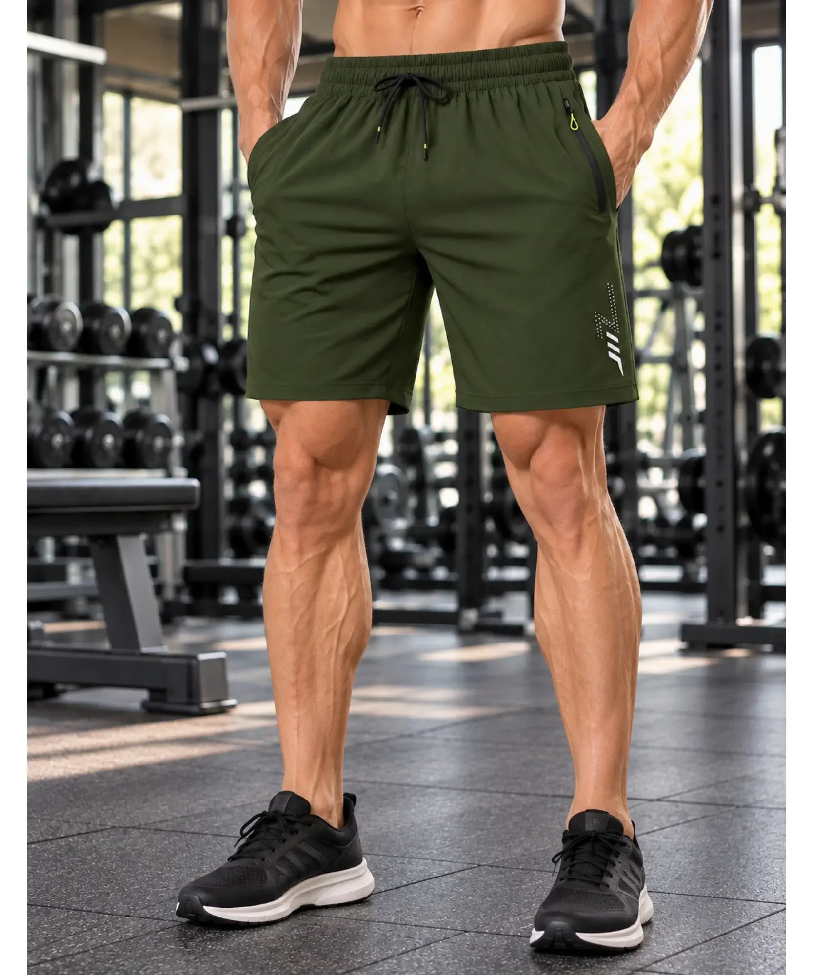 Comprar short academia masculino dry fit verde corte reto em promoção Anellimn