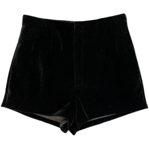 Comprar short veludo feminino cintura alta preto barato Anellimn
