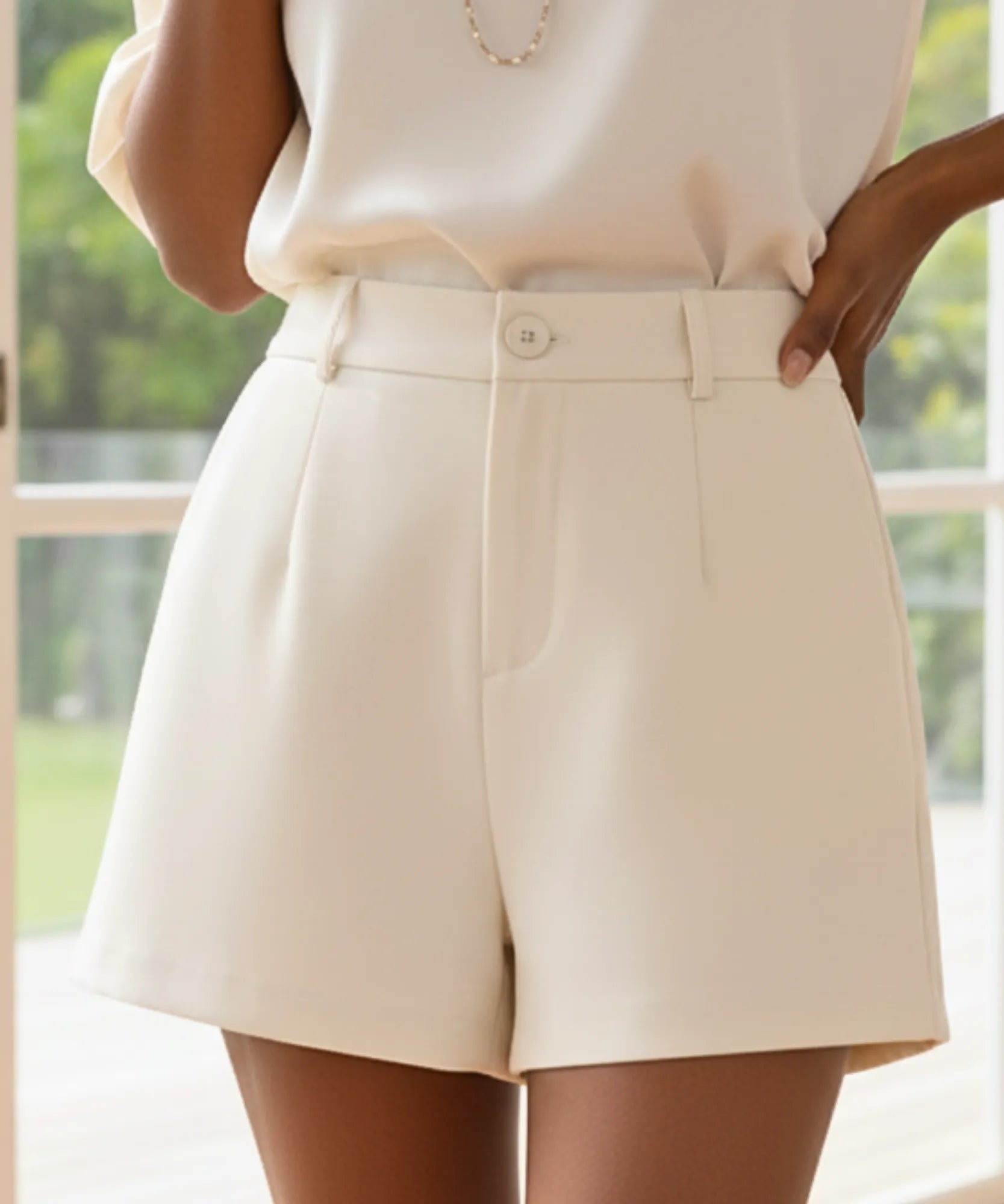 Comprar shorts alfaiataria feminino cintura alta elástico curto modelagem solta elegante barato ZARA