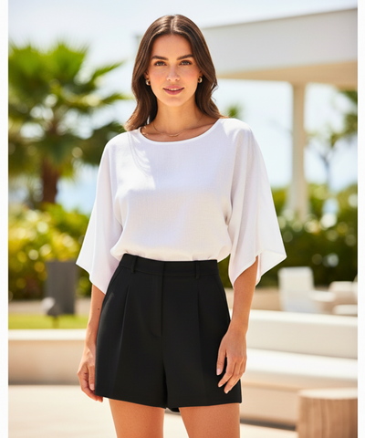 Shorts Alfaiataria Feminino Cintura Alta Casual Sofisticado | Dália