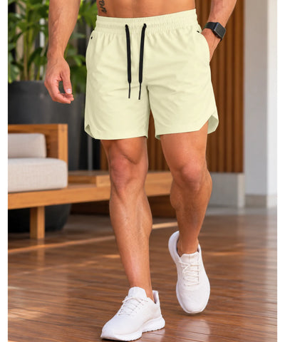 Comprar shorts masculino curto academia amarelo claro em promoção Anellimn