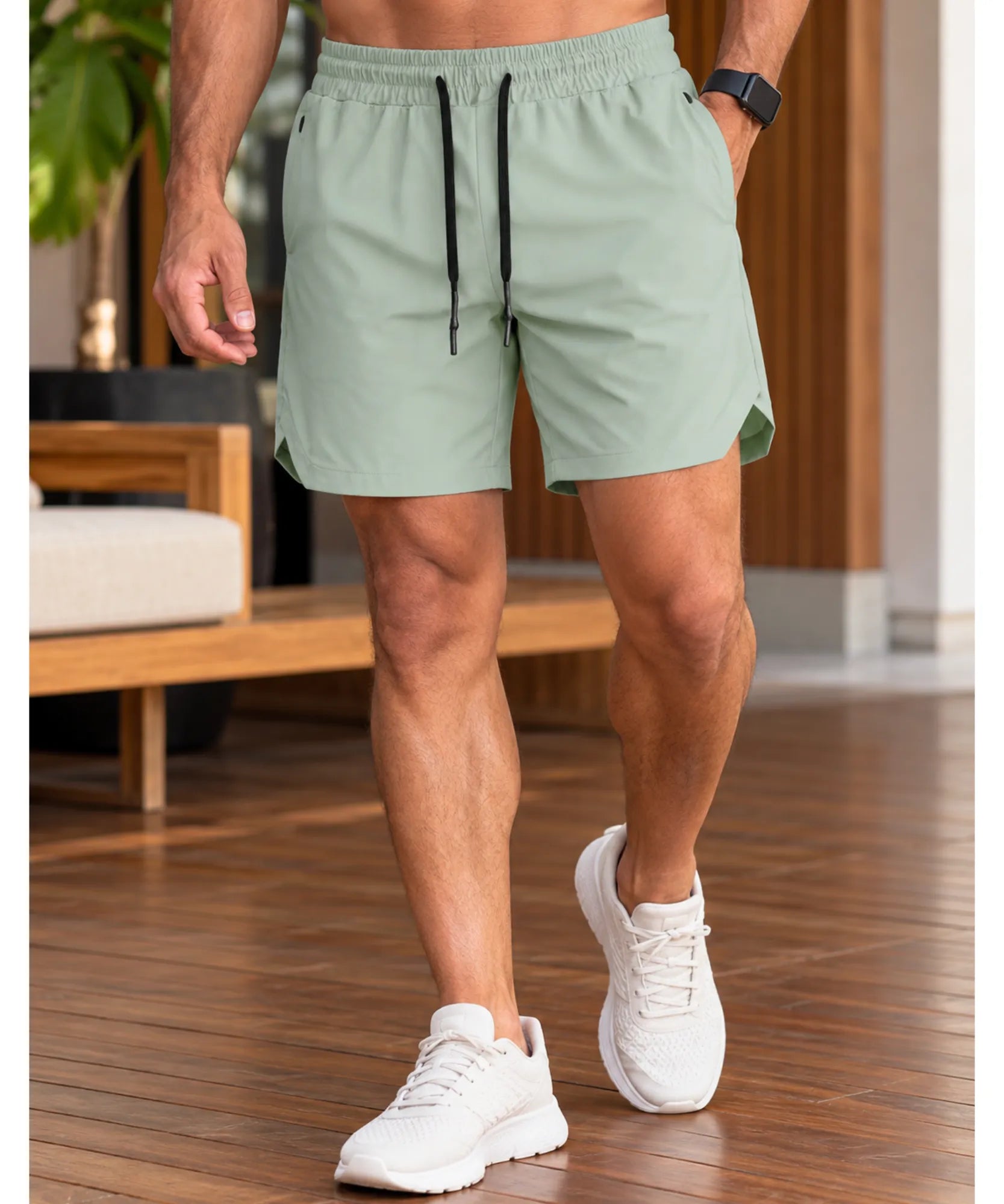 Comprar shorts masculino curto secagem rápida verde menta em promoção Anellimn