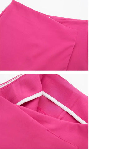 Detalhe do zíper lateral invisível e do acabamento interno em viés do shorts saia envelope rosa