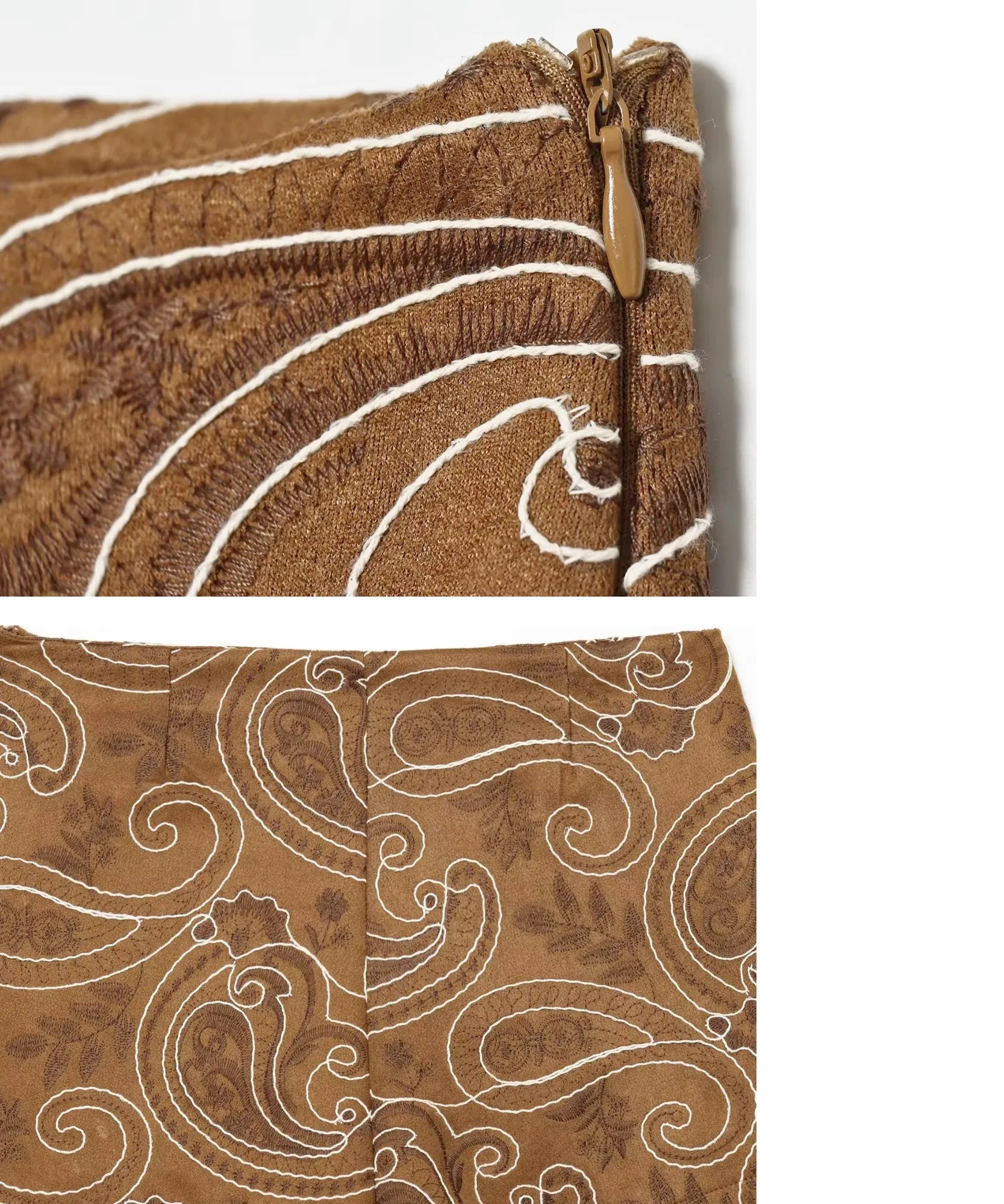 Comprar shorts saia estampado com ziper lateral marrom barato Anellimn
